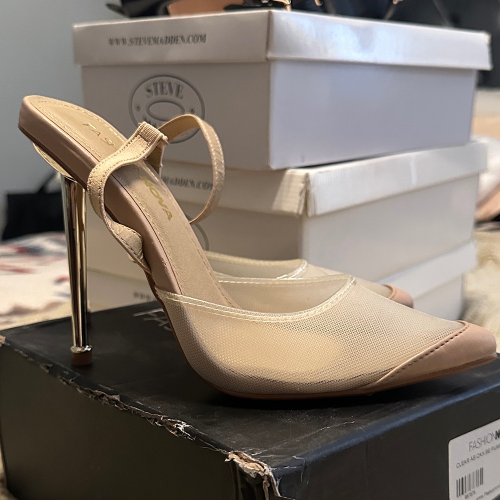 Fashion Nova Nude Mesh High Heels